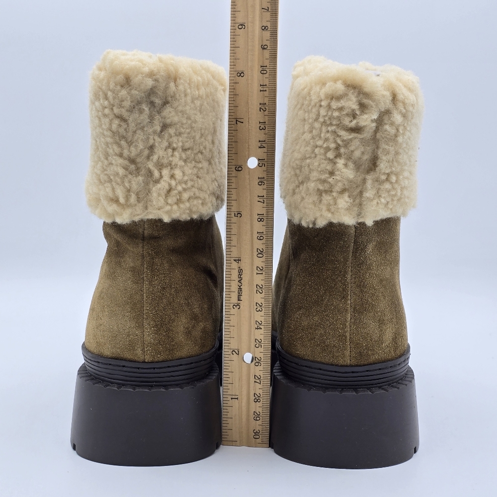 NWOT Marc Fisher LTD VINA Leather/Faux Fur Booties, Brown/Tan Women's 8.5M - Picture 6 of 12